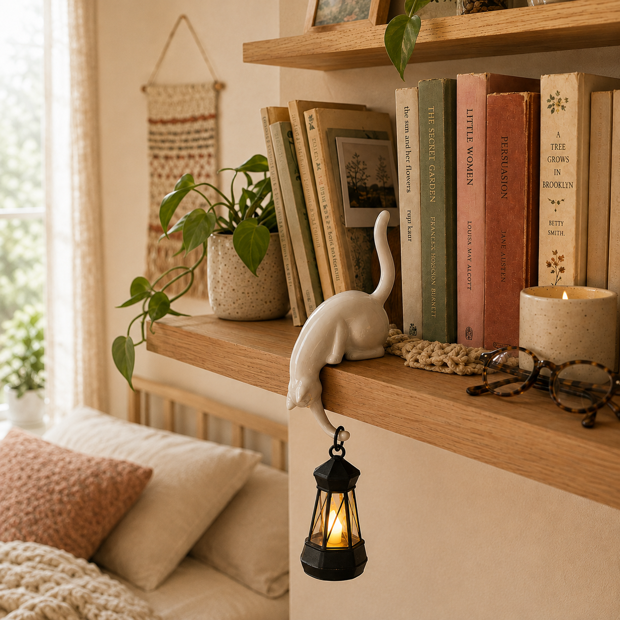 Hanging cat shelf lantern